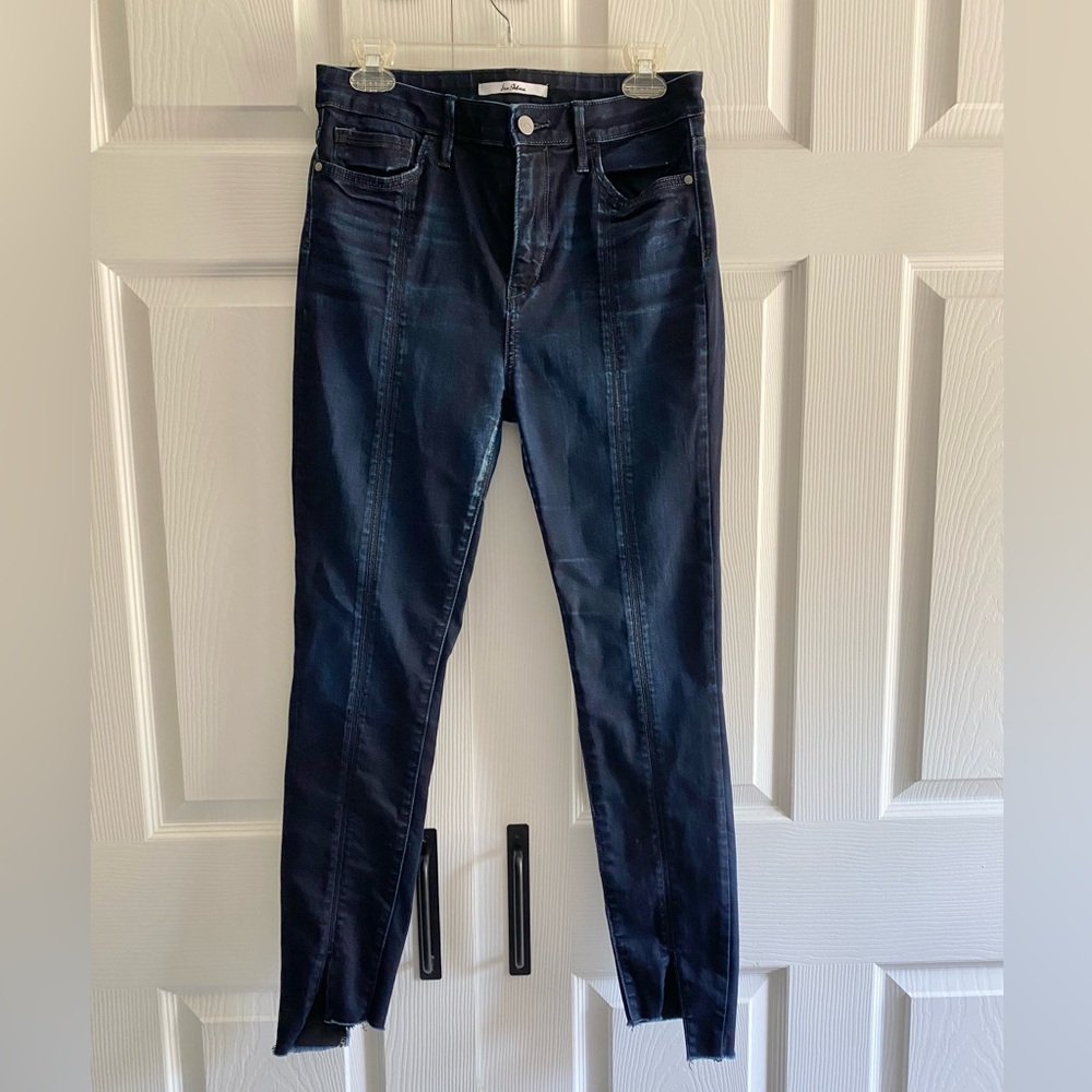 Sam Edelman Denim Stiletto High Rise Skinny Ankle Fray Jeans Blue Midnight Sz 29